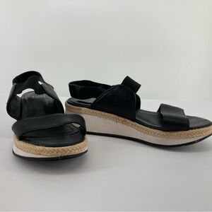 Eileen Fisher Womens Size 7.5 Black 1" Platform Dash Wedge Slip Slingback Sandal
